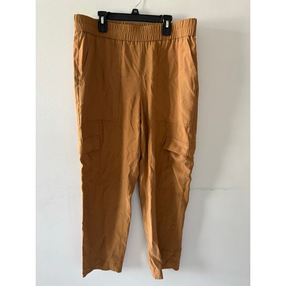 a new day Pants - A New Day Womens Cargo Ankle Pants Size Large Tan High Rise Pull On Casual